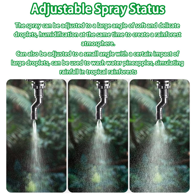 Reptile Mister Nozzles - T Double Misting Assembly，Reptile Misting Nozzles 1/4'', Reptile Fogger Fine Mist Nozzles for Reptile Terrarium, Paludarium, Vivarium, Plants, Amphibians, Tank Double Nozzle Adjustable Focus - PawsPlanet Australia