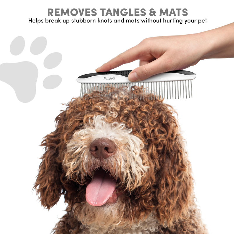 Poodle Pet Dog Combs for Grooming | 2 Pack | Stainless Steel Teeth Easily Remove Dirt | Proper Care Prevents Knots and Mats for Long and Short Haired Pets | Anti-Slip Comfort Grip Handle (Blue) Blue - PawsPlanet Australia
