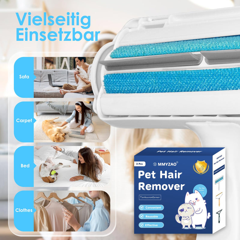 Set of 3 Pet Hair Remover Brush for Clothing, Sofa, Car, Bed, Carpet - PawsPlanet Australia