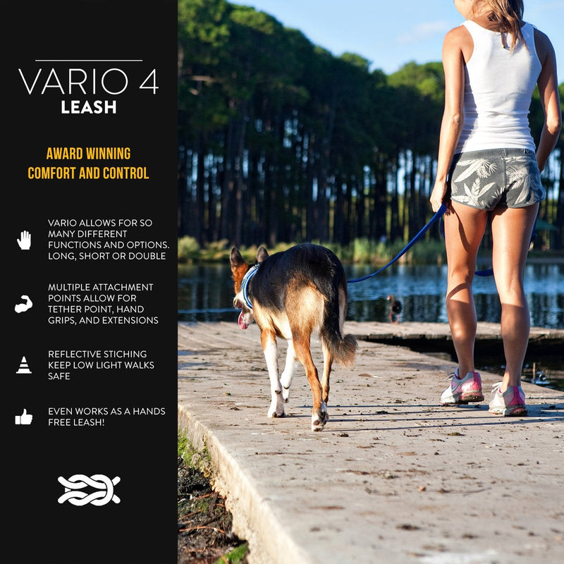 EzyDog Vario 4 Multi-Function Adjustable Dog Leash and Slip Lead (Standard, Black) Standard - PawsPlanet Australia