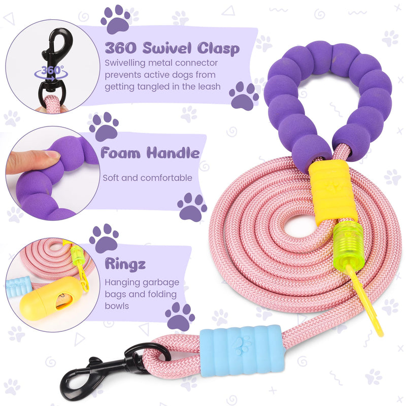 Dog Harness and Leash Set with 2 Flower Patches, No Pull Adjustable Puppy Harness, Step in No Chock Dog Vest for Small Medium Dogs Puppy and Cats(Purple, XS) XS(3.3-5.5lb） Purple - PawsPlanet Australia
