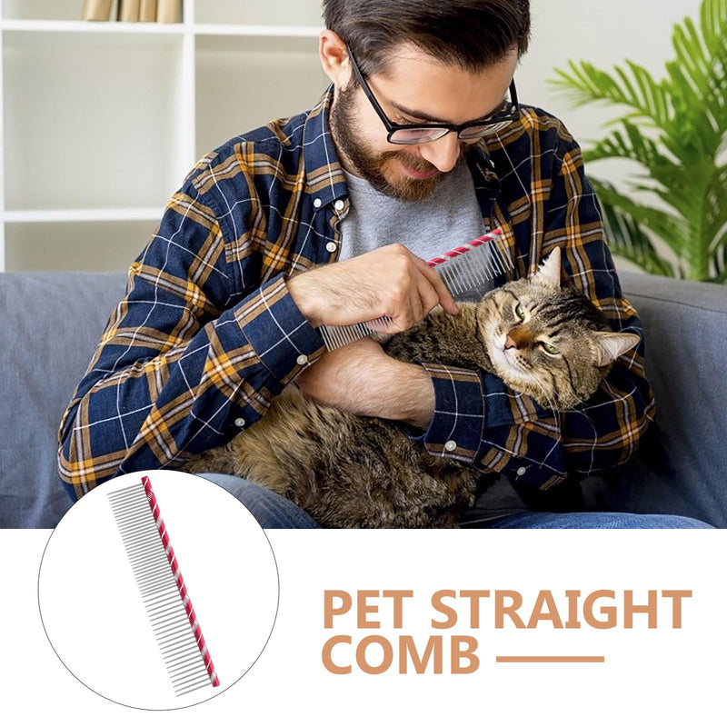 UEETEK Dog Grooming Comb : Stainless Steel Dog Combs with Rounded Ends for Dematting & Shedding, 2-in-1 Fine & Wide Tooth Design, 6.3 X 1.38 X 0.12 Inch (Rose Red) - PawsPlanet Australia