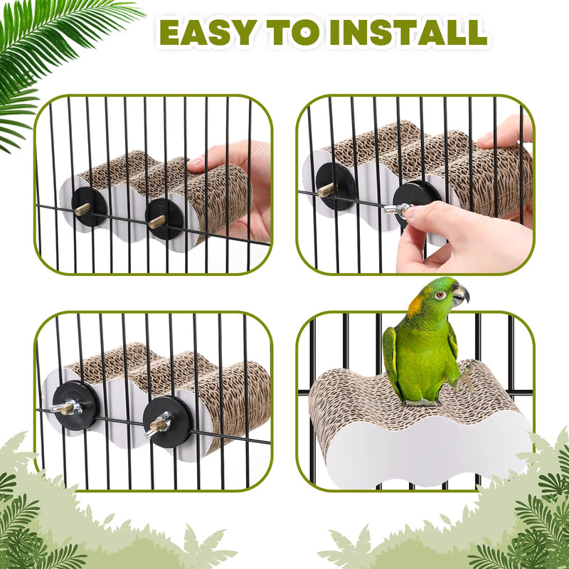 2-Piece Bird Platforms for Macaws, Small Parakeets, Conures, Budgies; Brown Corrugated Paper; Bird Perch, Chew Toy, & Playground - PawsPlanet Australia