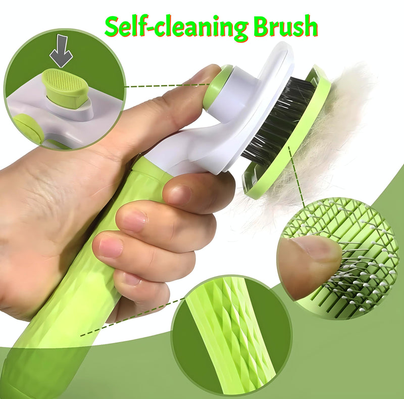 Versatile Pet Grooming Brush and Deshedding Tool - Gently Removes Loose Undercoat for Cats and Dogs, Suitable for Pet Massage (Green Light) Light Green - PawsPlanet Australia