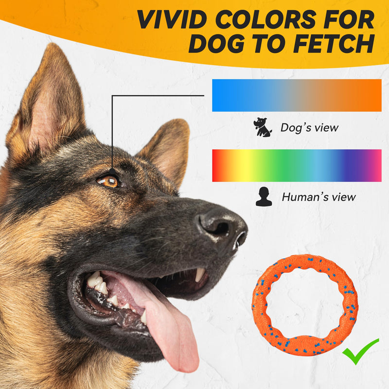 Dog Ring Toy, Tough Dog Toy, Dog Ring Chew Toy for Aggressive Chewers, Indestructible Dog Flying Discs for Throwing Catching, Water Floating Dog Training Ring for Medium Large Breeds, Orange Orange - φ9 inches - PawsPlanet Australia