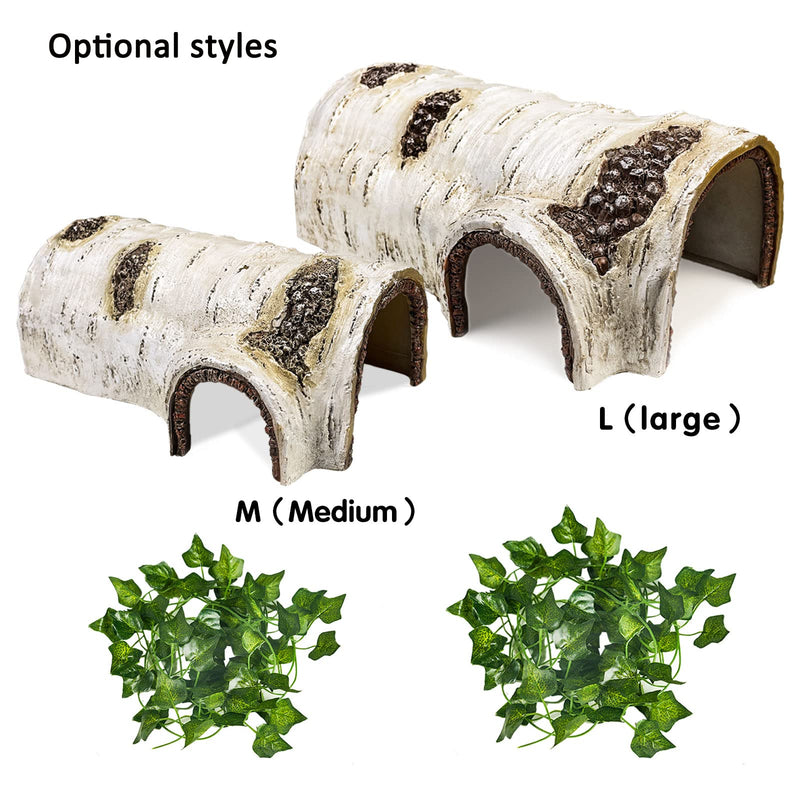 Cosyall Reptile Hide Caves Simulation Tree Hideout Snake Hide Leopard Gecko Terrarium Plastic Plant Leaves Ornament Habitat Shelter Decor for Lizard Hermit Crab Spider Frog Amphibians Large - PawsPlanet Australia