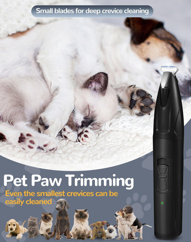 Dog Clippers for Grooming, 2 Speed Dog Paw Trimmer with LED Light, Rechargeable Low Noise Pet Shaver for Trimming Dogs Cats Hair Around Paws, Eyes, Ears, Face, Rump (Black) Black - PawsPlanet Australia