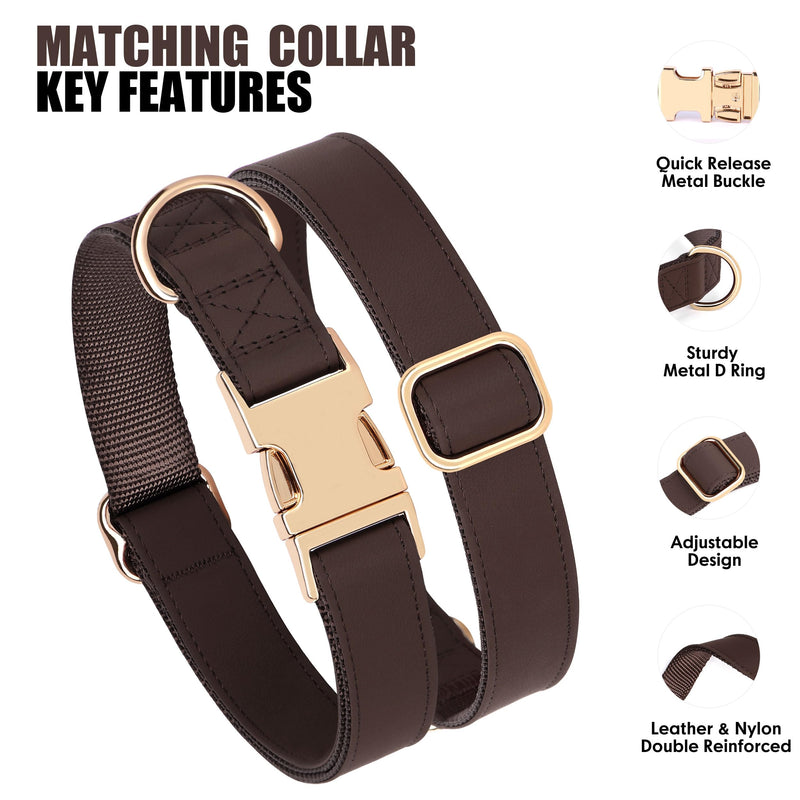 PET ARTIST PU Leather Dog Collar, Bright & Stylish Brown Dog Collar with Quick Release Gold Metal Buckle, Soft Nylon Padded Durable Pet Collars Adjustable for Small Dogs, Neck Fit 9-14" S: Fit 9-14" Neck(10-20 lbs)