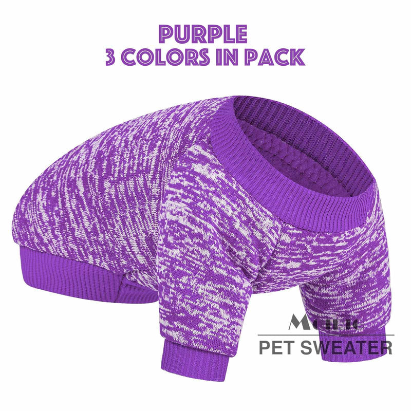 Dog Sweater, Dog Sweaters for Small Dogs, 2, 3 Pack Warm Soft Pet Clothes for Puppy, Medium Large Cat, Dogs Girl or Boy, Dog Shirt for Winter Christmas (Pink+Purple+HotPink, XX-Small) Pink+Purple+HotPink