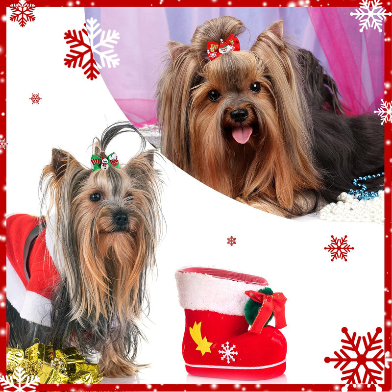 Weewooday 90 Pcs Christmas Dog Hair Bows Xmas Grooming Dog Hair Accessories Bows with Rubber Bands Pet Topknot for Xmas Party Decor Pet Gift Snowman Style - PawsPlanet Australia