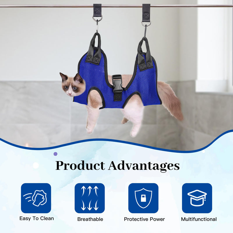 PatiencET Dog Grooming Hammock, Pet Grooming Hammock for Cats & Dogs, Dog Holder for Nail Trimming, Cat Sling for Nail Trimming with Nail Clippers/Trimmer, Nail File, Pet Comb(XS) XS Blue