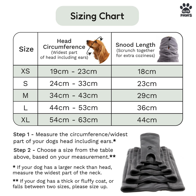 Elite Paws® UK: Luxury Dog Snood Ear Protector - Sumptuously Soft, Thick & Stretchy Fleece, with a Gentle, Warm Swaddling Effect, Ideal for Fireworks, Grooming, Travel & Everyday Comfort (Grey, XS) XS (Tiny breeds)