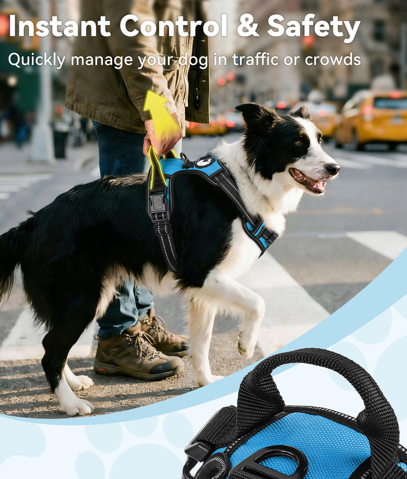 Joytale No Pull Dog Harness for Large Dogs, Reflective Pet Vest with Front Clip, Adjustable Soft Padded Harnesses with Easy Control Handle for Training and Walking, Sky Blue, L SkyBlue - PawsPlanet Australia