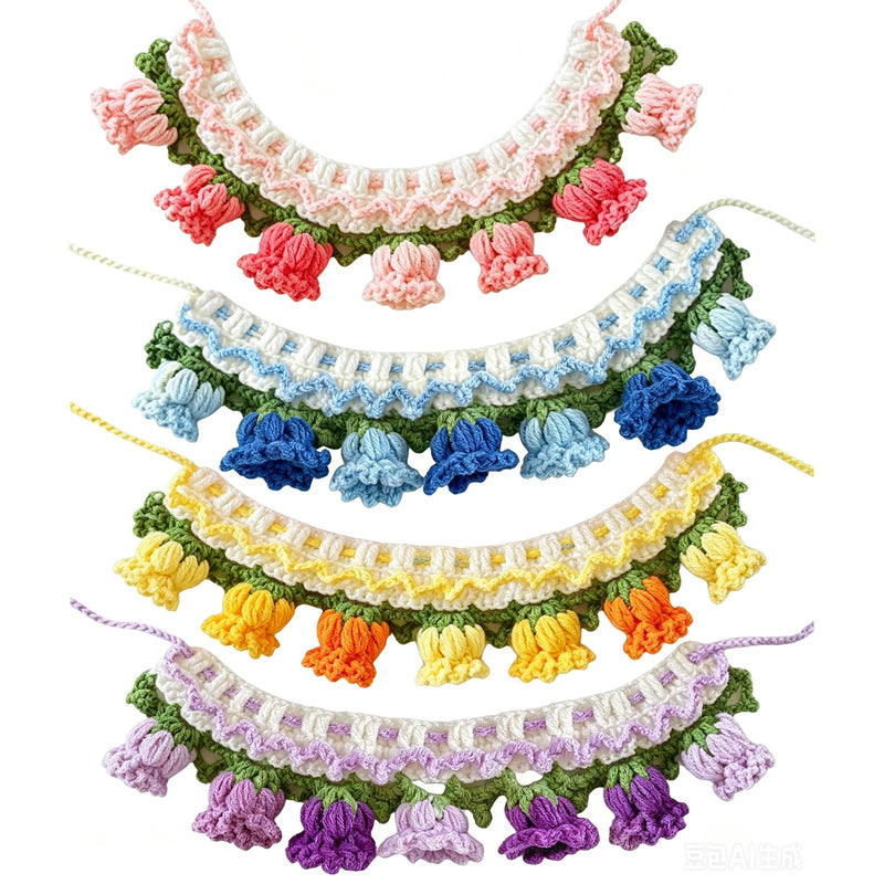Soft Plush Flower Pet Collar for Cats & Dogs, Adjustable Cute Floral Neck Cone, Comfortable Protective Recovery Collar for Kitten Puppy Grooming & Daily Wear (M) M