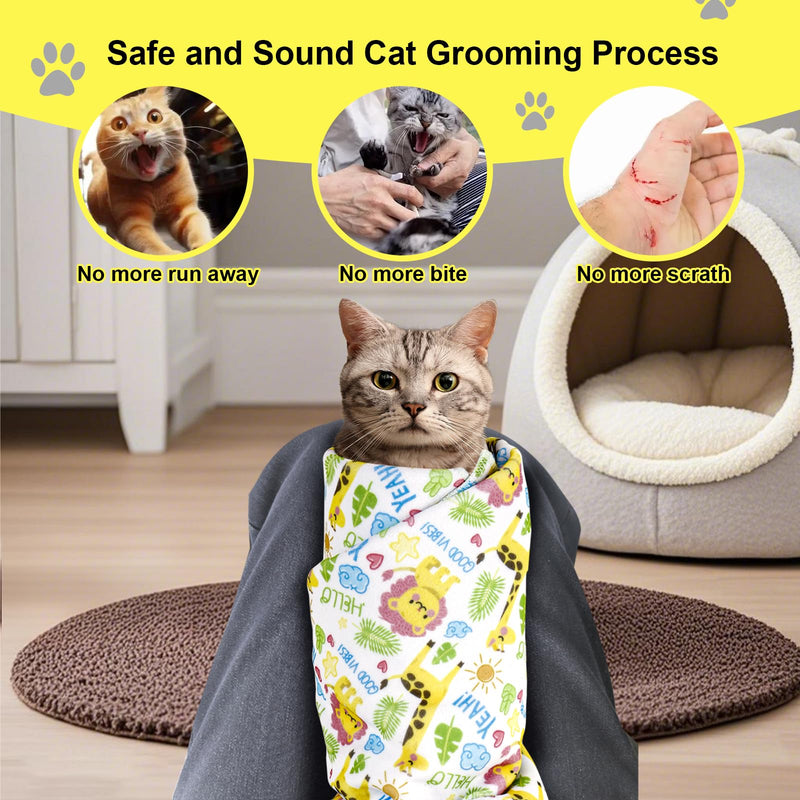 Cat Wrap for Cutting Nails and Grooming,Cat Restraint Wrap for Nail Clipping,Self-Adhesive Fabric Cat Swaddle Burrito Wrap for Nail Trimming,Cat Grooming Supplies(L (Within 22lbs)) - PawsPlanet Australia