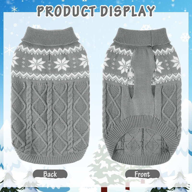 Warm Winter Dog Sweater - Cold Weather Pet Clothes for Small Medium Large Dogs Indoor Outdoor, Soft Classic Knit Puppy Apparel, Grey, M - PawsPlanet Australia