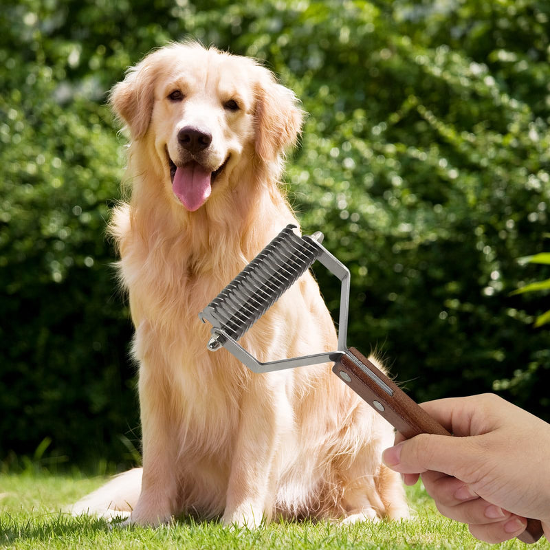 Large 2-Sided Undercoat Rake for Dogs and Cats?Professional Pet Grooming Shedding Tool Combs for Animals?Stainless Steel with Wooden Handle for Thick Coats (20-Blades) 20-Blades - PawsPlanet Australia