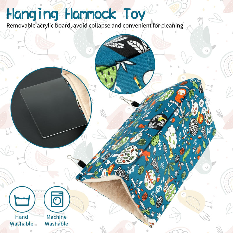 Rypet Winter Warm Bird Nest House - Hanging Hammock Velvet Shed Hut Cage Plush Fluffy Birds Hideaway Sleeping Bed Fuzzy for Parrot Parakeet Cockatiels Budgies Lovebird Small（Blue） Small (Pack of 1) Blue - PawsPlanet Australia