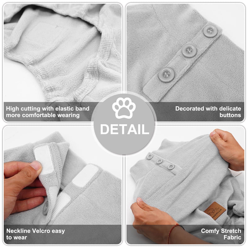 cyeollo Dog Pajamas Fleece Dog Pjs Thermal Dog Onesie Stretchy Jumpsuit Warm Puppy Small Dog Pajamas Cat Apparel Color Grey X-Small (chest Girth: 10"-12") - PawsPlanet Australia