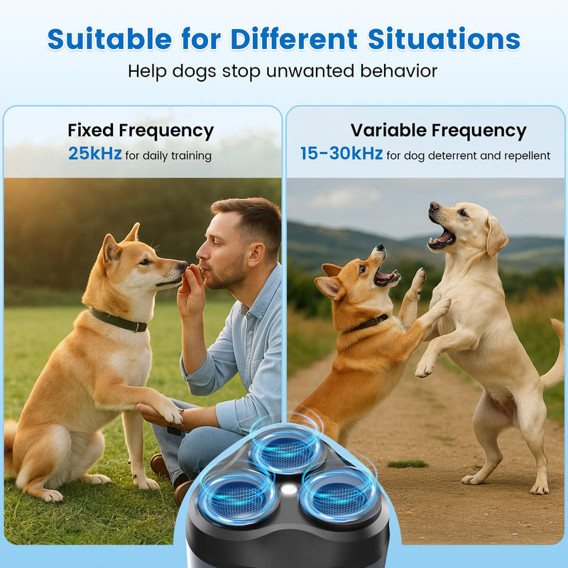 Dog Bark Deterrent Device, 3X Ultrasonic Rechargeable Anti Barking Device for Dogs, 50FT Range Barks No More, Training Bark Control with LED Flashlight, Indoor & Outdoor