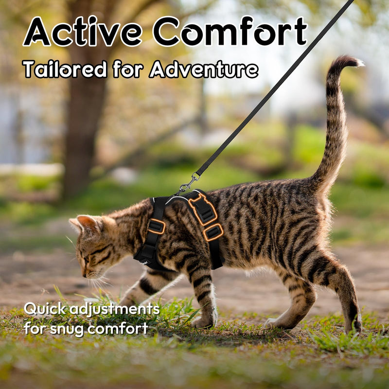Dooradar Cat Harness and Leash Set, Escape Proof Safe Adjustable Kitten Vest Harnesses for Walking, Easy Control Soft Breathable Mesh Jacket with Reflective Strips for Cats, Black, XS - PawsPlanet Australia