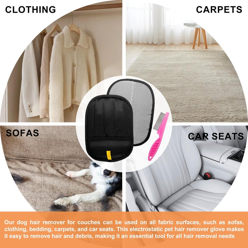 Pet fur Remover for Furniture - Five Finger electrostatic pet hair remover glove Tool for Clothing, Couch, Carpet, Car Seat - PawsPlanet Australia