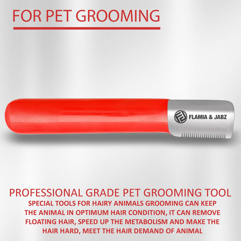 FLAMIA & JABZ Stripping Knife for dogs, Right handed, Stainless Steel with Plastic grip (Fine) Fine - PawsPlanet Australia