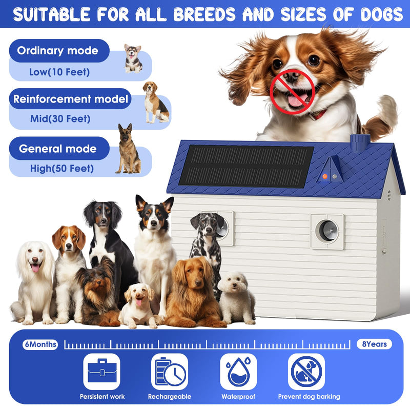Dog Bark Deterrent Devices: Ultrasonic Anti Barking Device for Dogs with 3 Training Modes 50 FT | Solar Dog Barking Deterrent Devices | Stop Barking Dog Device for Indoor (Blue) Blue - PawsPlanet Australia