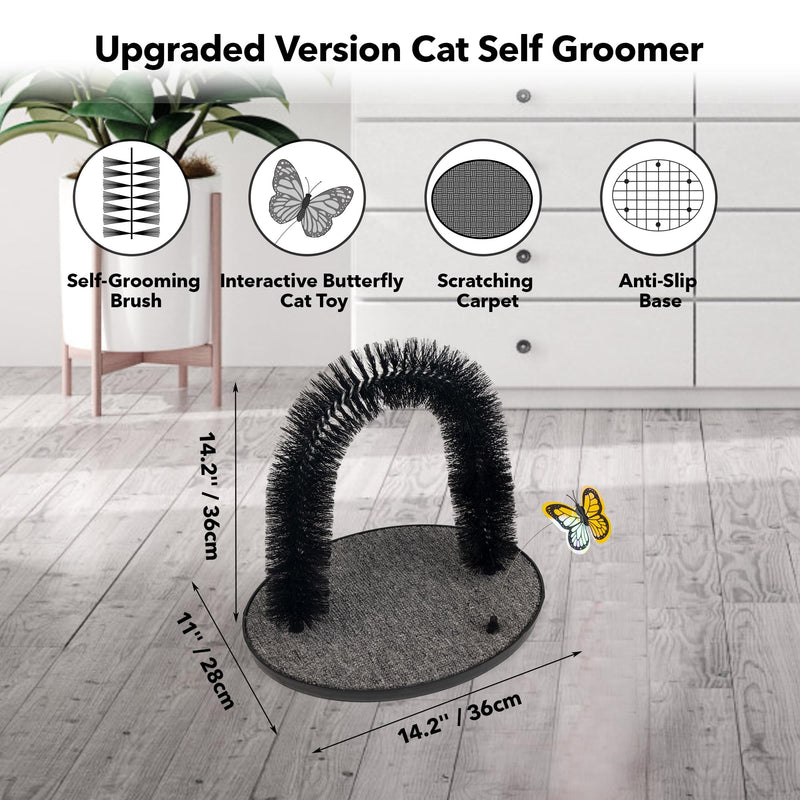 PetPrime Cat Arch Groomer Self Grooming Cat Back Scratcher Cat Brush Arch Massager Self Groomer Cat Brush Self Cleaning Cat Scratcher Brush Upgraded Version with Interactive Butterfly for Indoor Cats Upgraded Version - Cat Self Groomer with Butterfly - PawsPlanet Australia