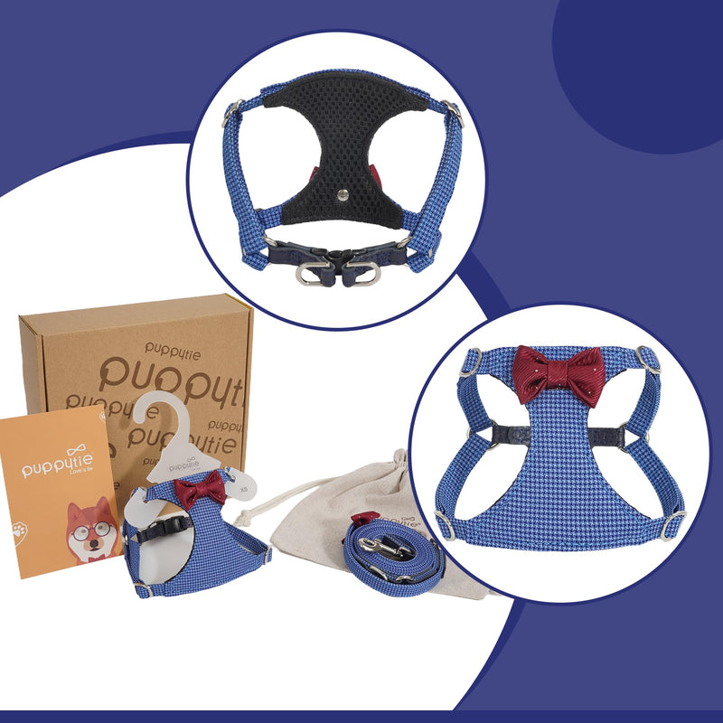 Puppytie No Pull Small Dog Harness with Multifunction Dog Leash,Lightweight Soft Adjustable No Choke Escape Proof Pet Harness Vest Pet Harness Vest,Plaid Blue,S Plaid Blue S(9-17.5lb） - PawsPlanet Australia