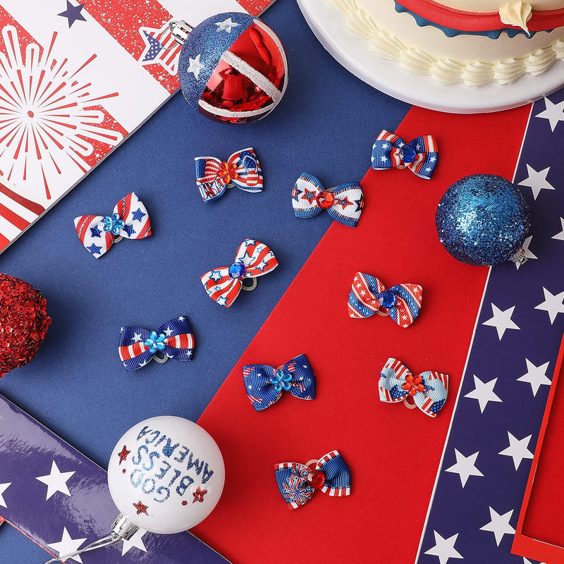 40 Pieces 4th of July Dog Cat Hair Bows Independence Day Puppy Hair Bows Red Blue White American Flag Patriotic Dog Grooming Bows Ties with Star Rubber Bands Elastic Dog Accessories for Pets Colorful - PawsPlanet Australia