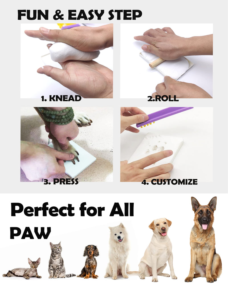 Dog or Cat Paw Print Kit with Trinkets,Pet paw Print Impression kit with 2 Clay,Wooden Dog Picture Frame,Personalized Gift Keepsake for Pet Lovers-Black Black - PawsPlanet Australia