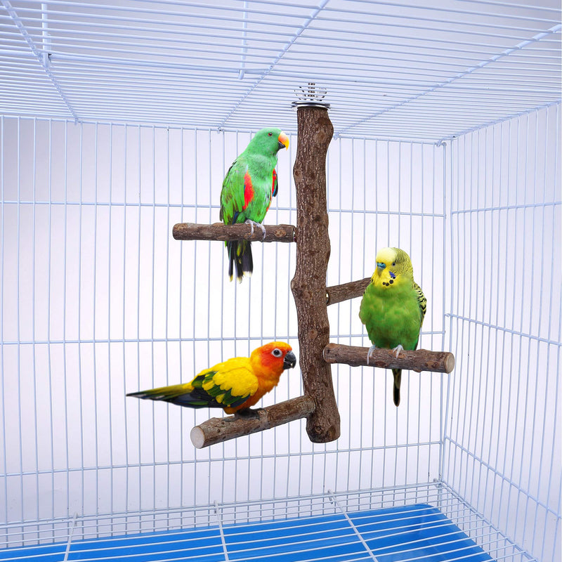 Bird Perch Stand Toy, Natural Wood Parrot Perch Bird Cage Branch Perch Accessories for Parakeets Cockatiels Conures Macaws Finches Love Birds (M: 10" Length) M: 10" Length - PawsPlanet Australia