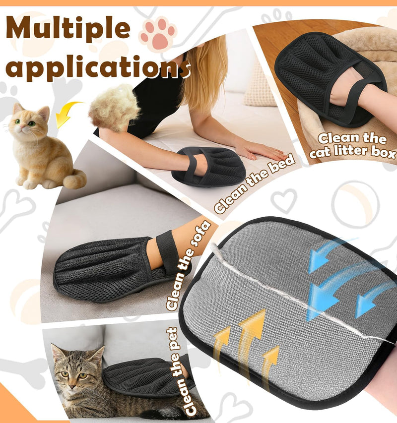 Pet Hair Removal Glove for Cats & Dogs Grooming, Pet Hair Removal Tool Brush Kit Reusable Lint Remover for Carpet Furniture Car Clothes 1 Set - PawsPlanet Australia
