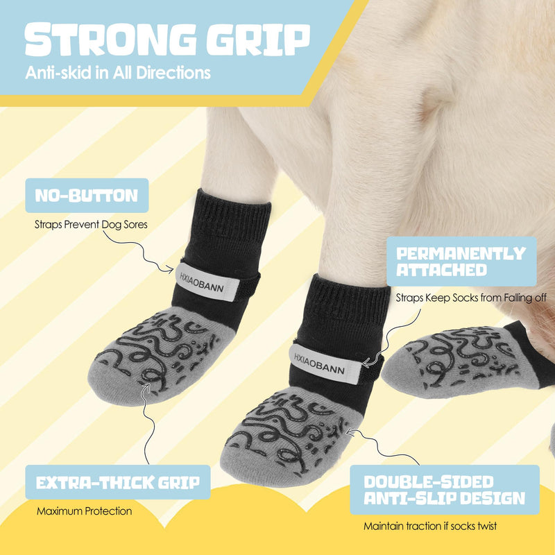 6PCS HXIAOBANN Dog Socks to Prevent Licking Paws, Dog Socks for Hardwood Floors Anti Slip, Reflective Straps, Socks for Dogs, Dog Paw Protector, Non Slip Dog Socks for Small, Medium, Large Dogs(S) S - PawsPlanet Australia