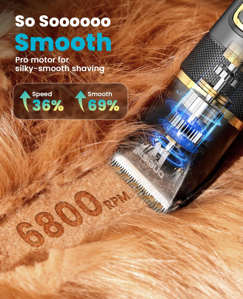 oneisall Quiet Dog Clippers Upgraded Pro, Dog Hair Clippers with LED Display, 3.5h Battery, Rechargeable, IPX7 Waterproof Pet Grooming Kit for Home Grooming