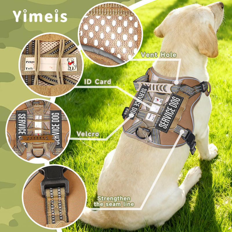 Service Dog Tactical Vest Harness and Leash Set Medium Sized Dog Emotional Support- Tactical Dog Harness Training Collar with Name (Khaki, M) Khaki - PawsPlanet Australia