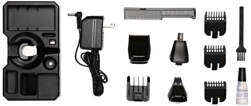 Wahl 9855-300 Groomsman Pro All-in-one Rechargeable Grooming Kit, Black/Silver 11 Piece Set - PawsPlanet Australia