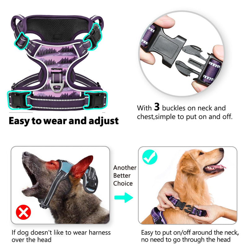Timos Dog Harness,No-Pull Pet Harness Adjustable Soft Padded Dog Vest,Reflective No-Choke Pet Oxford Vest with Easy Control Handle for Large Dogs,Moon Night,L Large (Pack of 1) Normal-Moon Night - PawsPlanet Australia