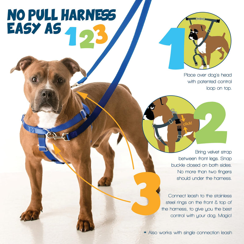 2 Hounds Design Freedom No Pull Dog Harness, Adjustable Harness, Easy Walking & Comfortable Control, Fits Small, Medium & Large Dogs, Solid Colors, Made in USA, 1" MD, Navy 1" MD (Chest 24" - 28")