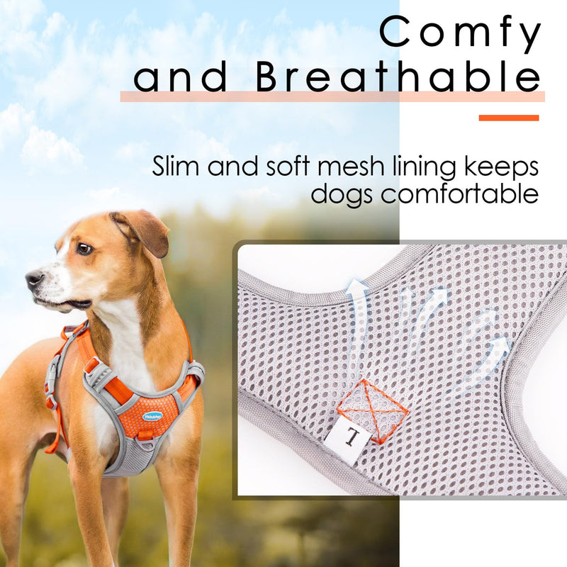 ThinkPet No Pull Harness Breathable Sport Vest with Handle-Dog Harnesses Reflective Adjustable for Medium Large Dogs Bright Orange S(Chest:14"-22") - PawsPlanet Australia