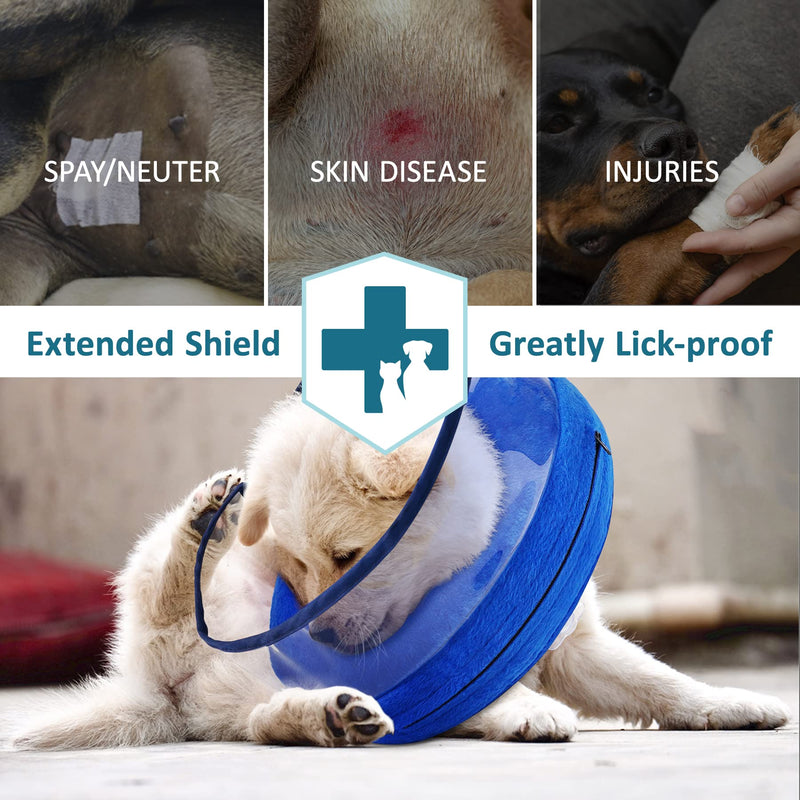 Zeaxuie Soft Inflatable Dog Cone Collar for Dogs After Surgery with Enhanced Anti-Licking for Unrestricted in Daily Life, Pack of One, Blue (Size 2) Size_2 (Neck: 5''-7'')