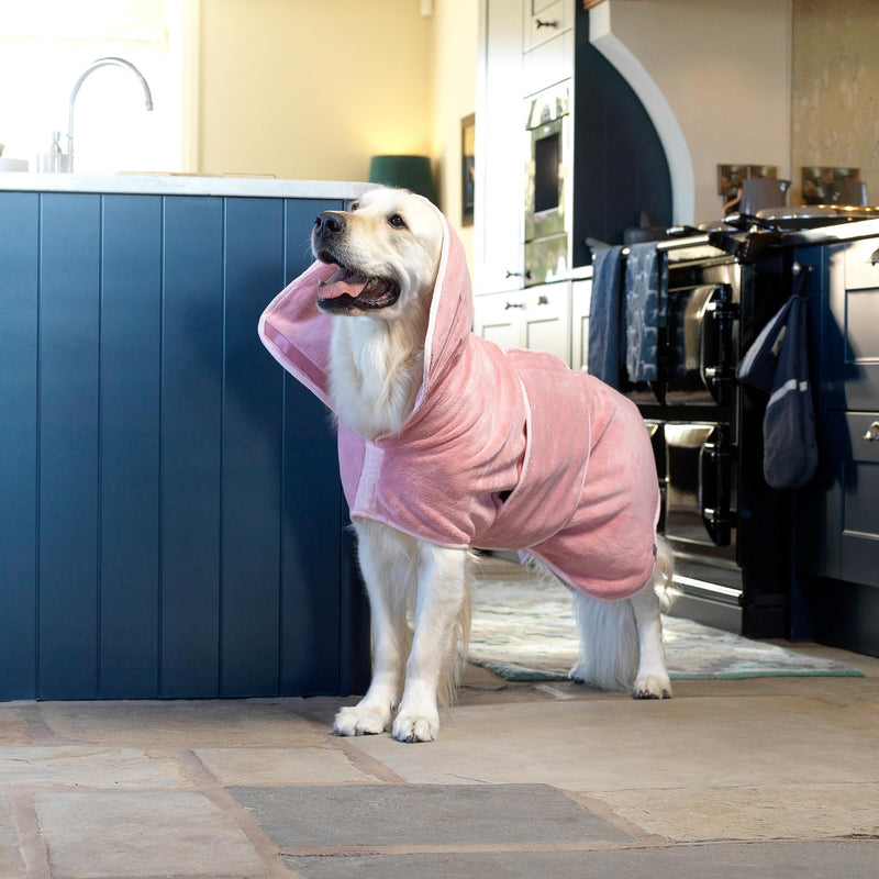 Dog Robe - Luxurious Dog Bathrobe - Ultra Absorbent Dries Your Dogs in Minutes! Double-Layer, Super Soft Towel and Bath Robe All in One (XXL, Dusty Pink) XXL - PawsPlanet Australia