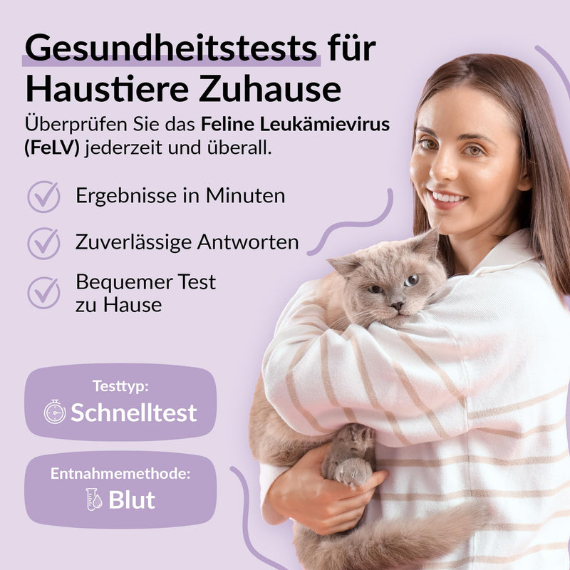 getTested Feline Leukemia Virus (FeLV) Test for Cats, Home Test Kit, Rapid Antigen Test for Kittens and Cats, Simple Blood Test, Fast, Reliable Results in 10 Minutes