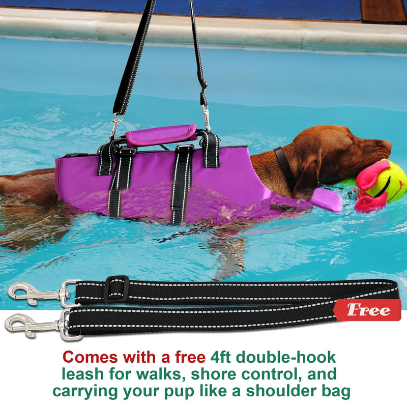 Fragralley Dog Life Jacket with Self-Locking Zipper, High-Buoyancy Ripstop Dog Swimming Vest, Floating Vest with Rescue Handle for Swimming and Boating, PFD Available for Small, Medium, and Large Dogs Purple X-Small - PawsPlanet Australia
