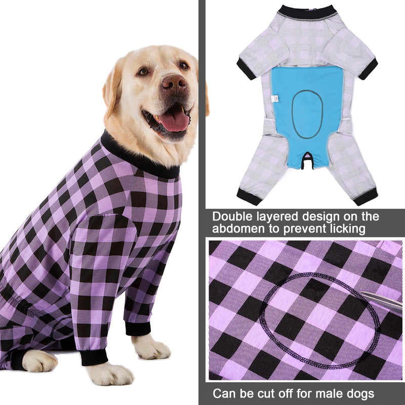 Dog Recovery Suit Full-Zipper After Post-Surgery Large Medium Dogs, Dog Bodysuit for Prevent Licking& Chewing Wounds Onesies Cone Alternative (Purple, 5X-Large) Purple - PawsPlanet Australia