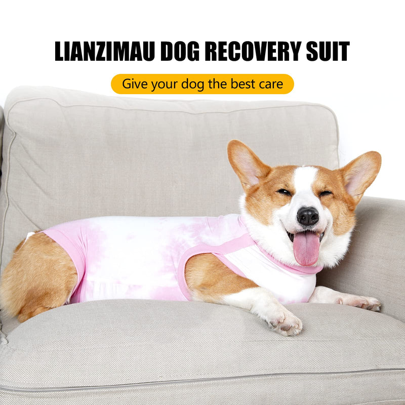 Lianzimau Dog Recovery Suit,Spay Suit for Female Dog,E-Collar Cone Alternative After Surgery Anti-Licking,Neuter Suit for Male Dogs,Dog Surgical Suit for Abdominal Wounds Dog Onesie Body Suits Medium Pink