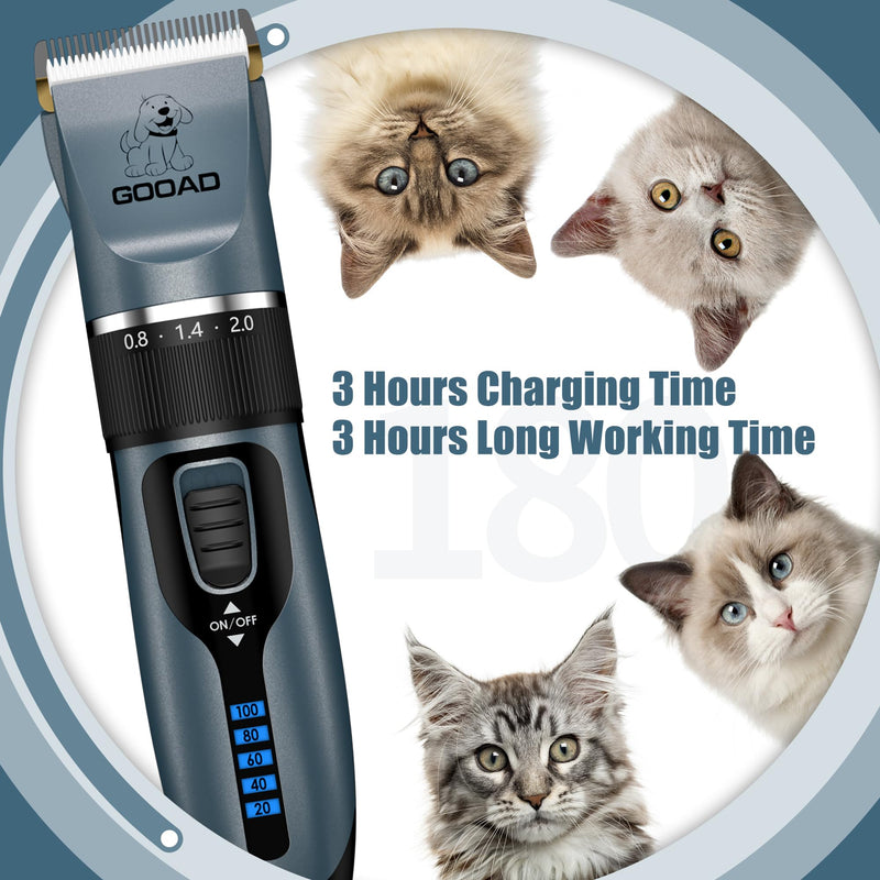 Cat Clippers for Matted Hair, Cat Grooming Kit, Cordless Cat Shaver for Long Hair, Low Noise Paw Trimmer, Cat Hair Trimmer for Grooming,Quiet Pet Hair Clippers Tools for Cats Dogs (Blue) Blue - PawsPlanet Australia