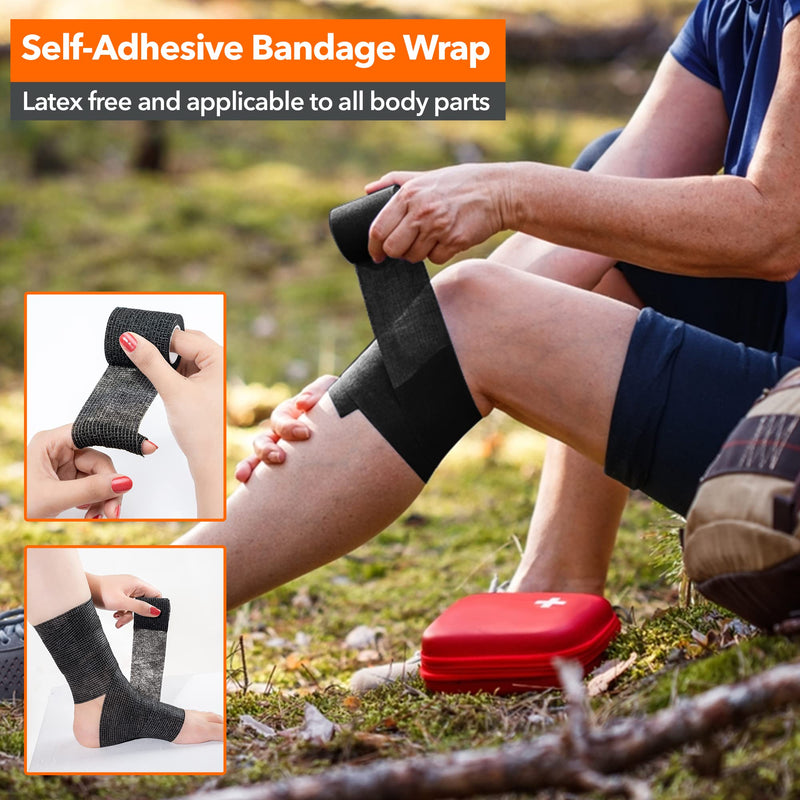 Latex Free Self Adhesive Bandage Wrap 2 inch x 5 Yards - 24 PCS Black Non-Woven Elastic Bandage Wrap - Vet Wrap for Dogs - PawsPlanet Australia