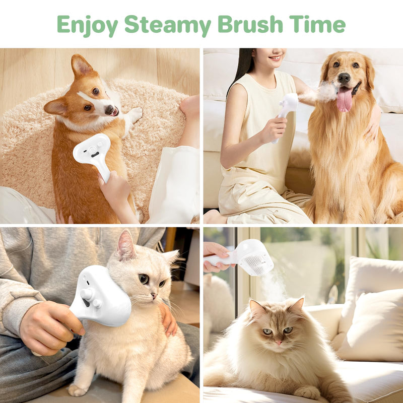 ETACCU Cat Steam Brush, 3 in 1 Cat Steam Brush for Shedding & Grooming, Steam Brush for Dogs/Cats, Remove Tangled Loose Hair for Long & Short Haired, Self Cleaning Pet Steam Brush with Release Button - PawsPlanet Australia